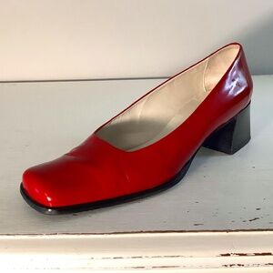 Sesto Meucci Leather Red Block Heels- 9